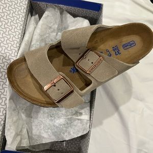 Birkenstock Suede Arizona Soft Footbed 37 regular fit Taupe